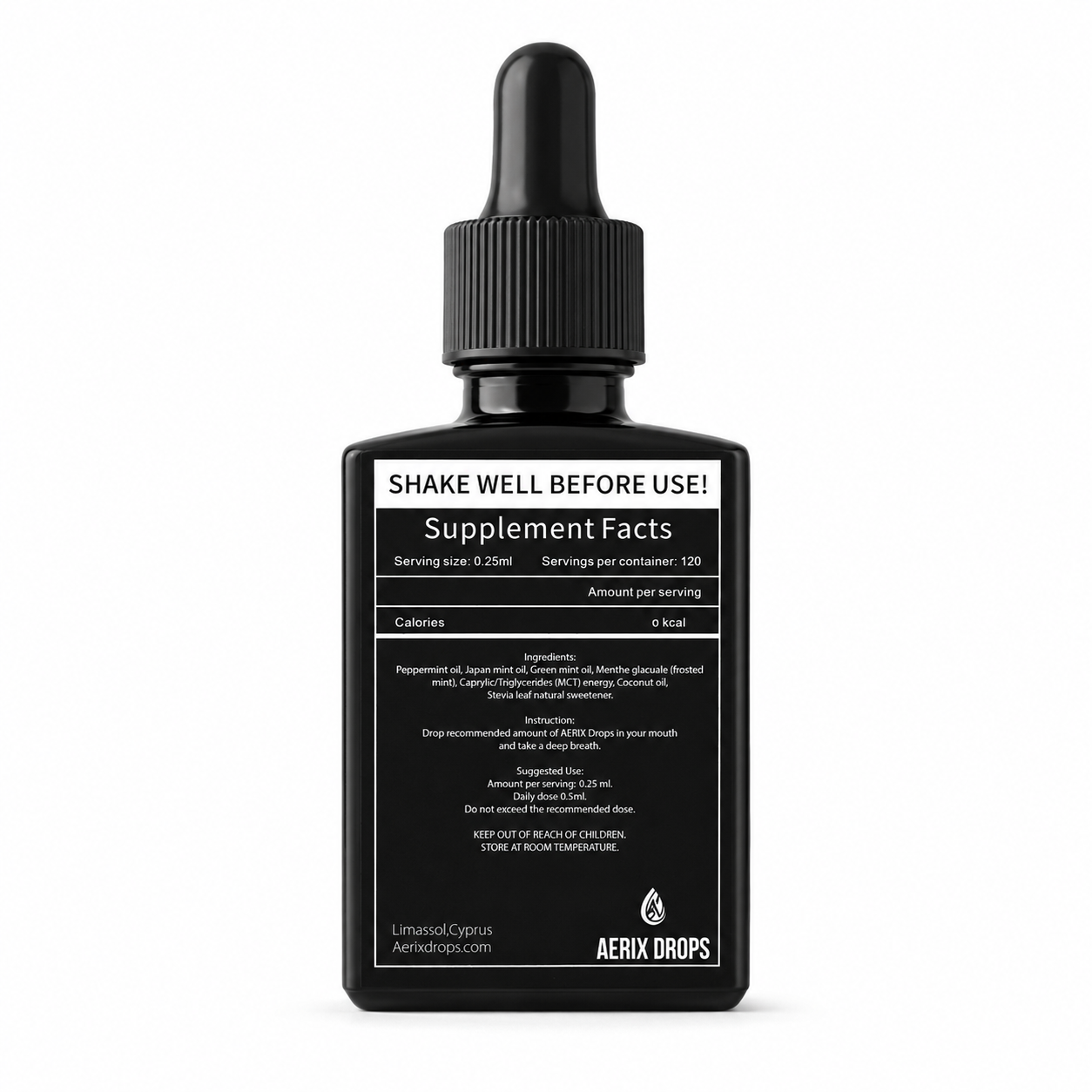 Aerix Drops Bottle Backside